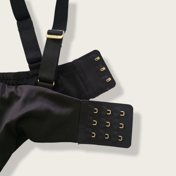 CUUP Bra The Plunge Satin Mesh Black Shine Bra 32H - Picture 14 of 16